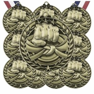 10pc Martial Arts Medals & Ribbon award
